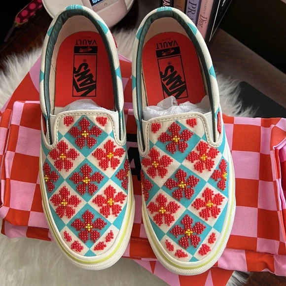 Shoes-Gucci X Vans SOLD OUT Blue Beaded Slip-on. NIB UNISEX Women’s 7.5 /Men’s 6 - Picture 13 of 17